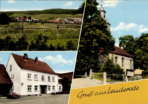Ansichtkaart Leuderode Frielendorf in Hessen, panorama, auto, huis
