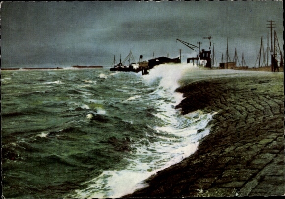 Ak Norddeich Norden Ostfriesland, Sturmflut