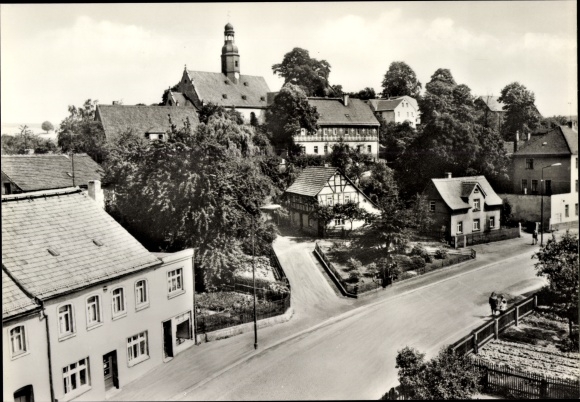 Postcard Steinpleis Werdau in Saxony, panorama with church