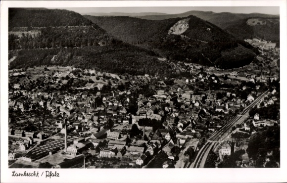 Postcard Lambrecht in der Pfalz, aerial photograph