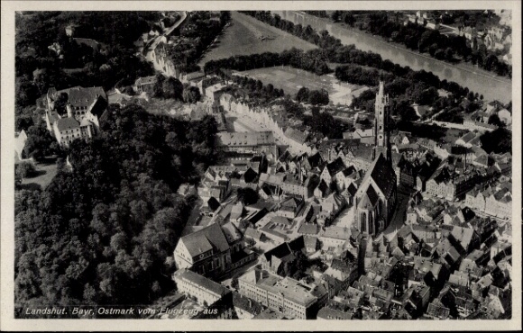 Postcard Landshut in Lower Bavaria, aerial photograph