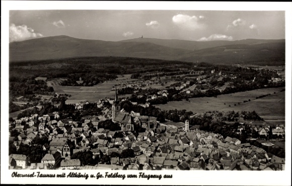 Oberursel in the Taunus Mountains of Hesse. Aerial view, overall view, Grosser Feldberg, Altkönig, church