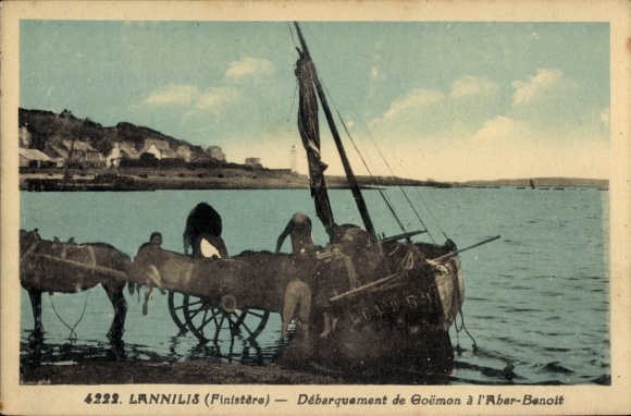 Postcard Lannilis Finistère, landing of Goemon in Aber Benoit