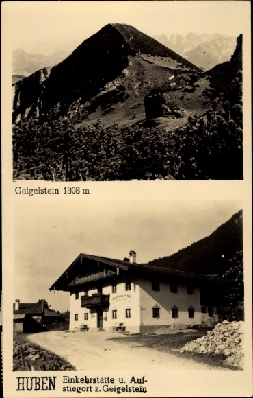 Postcard Aschau im Chiemgau Oberbayern, Huben retreat, Geigelstein