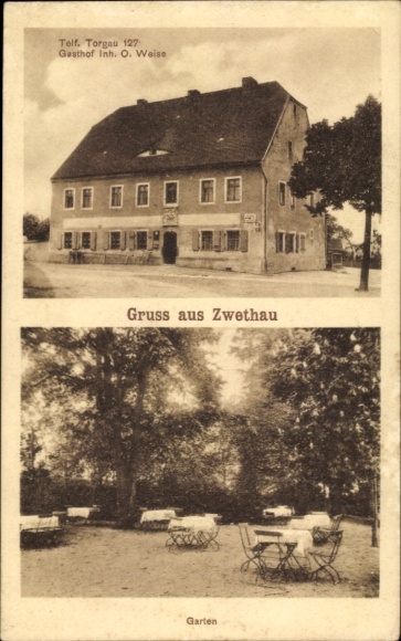 KP Zwethau Beilrode w Saksonii, zajazd, ogród