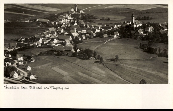 Postcard Reinstetten Ochsenhausen in Württemberg, aerial photograph