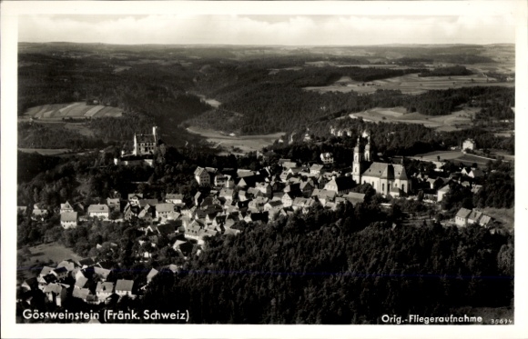 Postcard Gößweinstein in Upper Franconia, aerial photograph