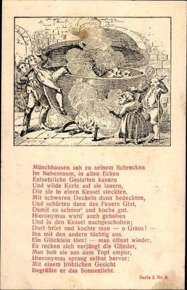 17 old artist poem PC Baron von Münchhausen, various motifs
