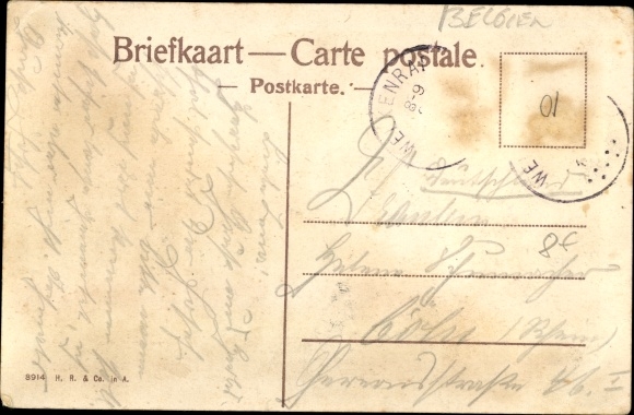 Postcard German, Dutch and Belgian customs guard at Vierländerblick, border