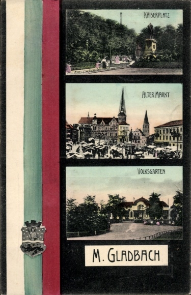 Postcard Gladbach Vettweiß North Rhine Westphalia, Kaiserplatz, Alter Markt, Volksgarten, M. Gladbach
