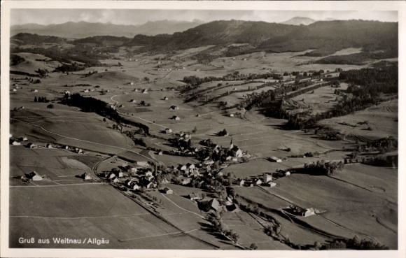 Postcard Weitnau in the Oberallgäu Swabia, aerial photograph