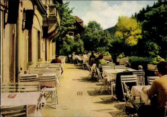 Ak Kipsdorf Altenberg im Erzgebirge, Terrasse des Kaffee Pietzsch in Kipsdorf im Erzgebirge mi...