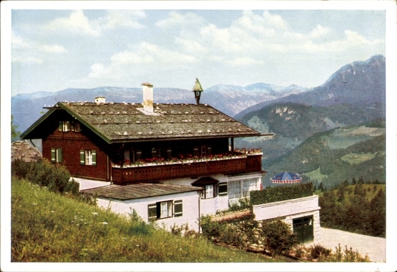 Postcard Obersalzberg Berchtesgaden in Upper Bavaria, Berghof, Haus Wachenfeld, country house of the Reich Chancellor