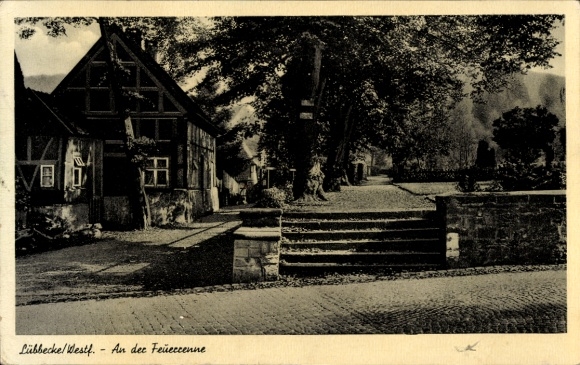 Postcard Lübbecke in East Westphalia, An der Feuerrenne, street section