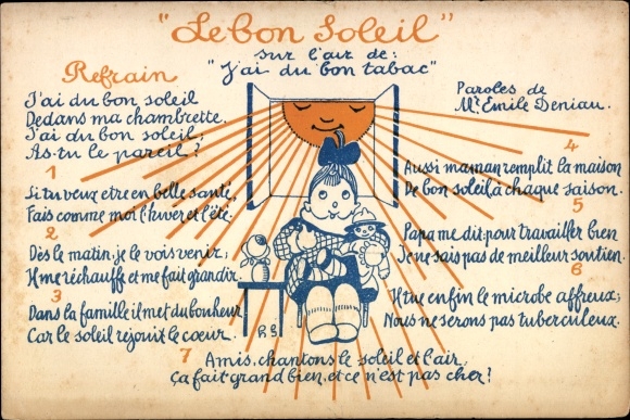 Song Postcard Le Bon Soleil, National Committee for Defense Against Tuberculosis