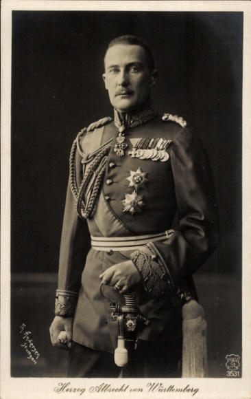 Postcard Duke Albrecht of Württemberg, portrait in uniform