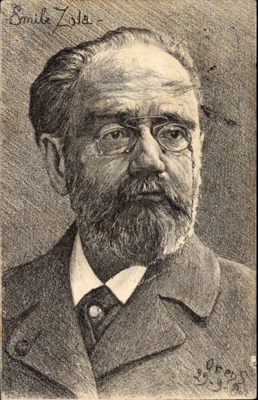 Artist Postcard Orens, writer Emile Zola, portrait