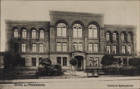 Photo Postcard Burg near Magdeburg, Victoria Gymnasium