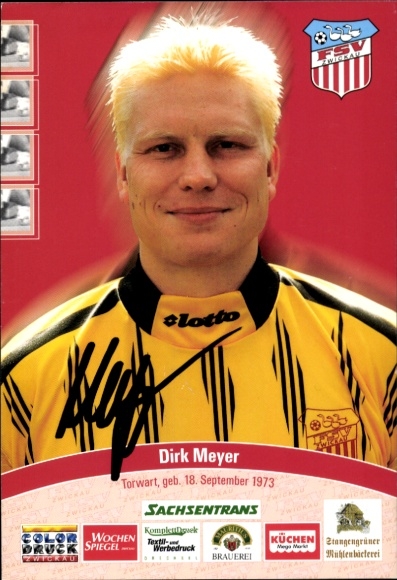Autogrammkarte Fußballer Dirk Meyer, FSV Zwickau, Autogramm