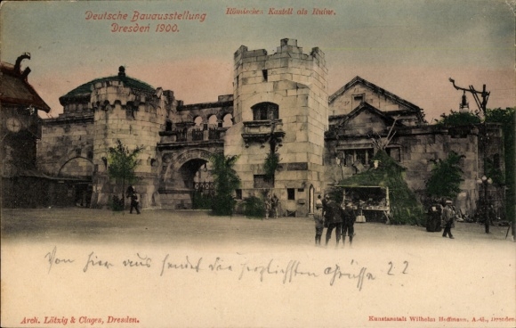 Postcard Dresden, German Building Exhibition 1900, Roman Fort, Ruin