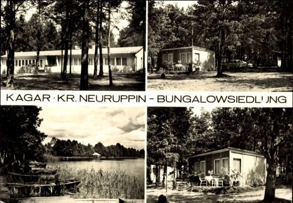 Postcard Kagar Rheinsberg in Brandenburg, bungalow settlement, lake view, houses, forest