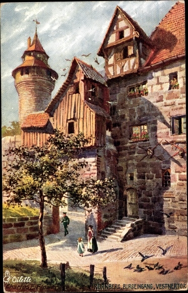 Artist PC Flower, CF, Nuremberg in Middle Franconia Bavaria, castle entrance
