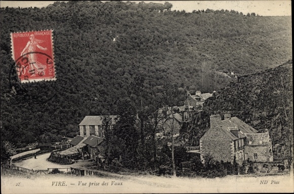 Ak Vire Calvados, Vue Prise des Vaux,