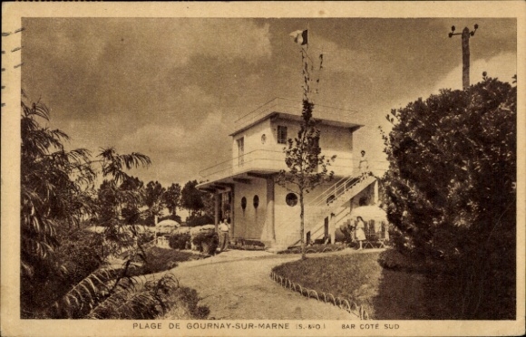 Postcard Gournay sur Marne Seine Saint Denis, Plage, Bar Cote Sud