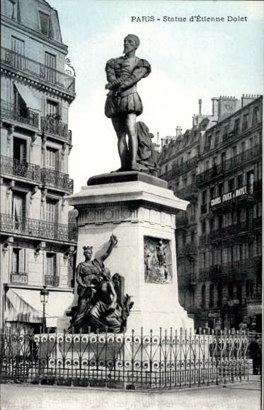 Ak Paris, standbeeld van Étienne Dolet