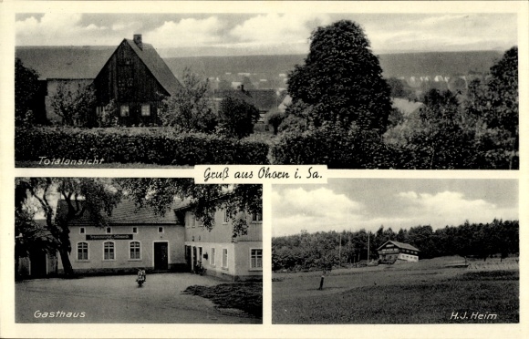 Ak Ohorn in Saksen, panorama met omgeving, café Silberweide v. Harry Wünsche, HJ Heim