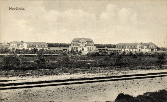 Ak Nordholz Wurster Nordseeküste, Blick zum Kinderheim des roten Kreuzes, Deutsch Amerika