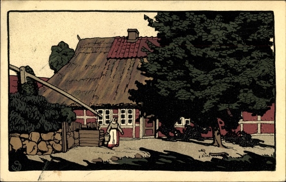 Lithography PC Pabstorf Huy Saxony Anhalt, Dorfpartie, Lüneburg Heath