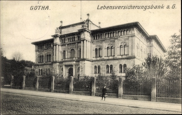 Postcard Gotha in Thuringia, life insurance bank