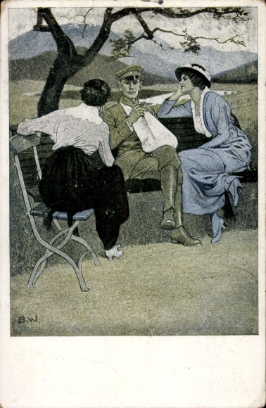 KP artystyczna Wennerberg, Bruno, w domu, ranny żołnierz, dwie kobiety