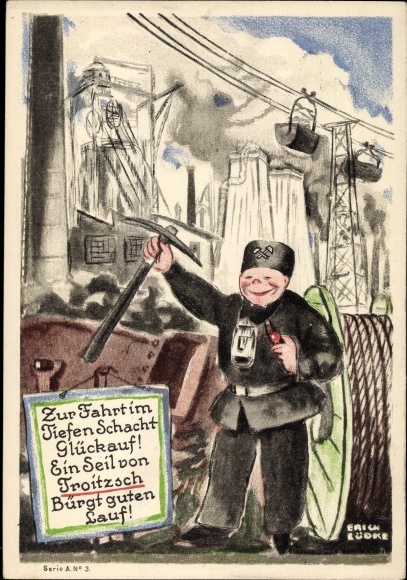 Artist PC Lüdke, E., Berlin Tempelhof, rope and cable works F. Troitzsch, miner
