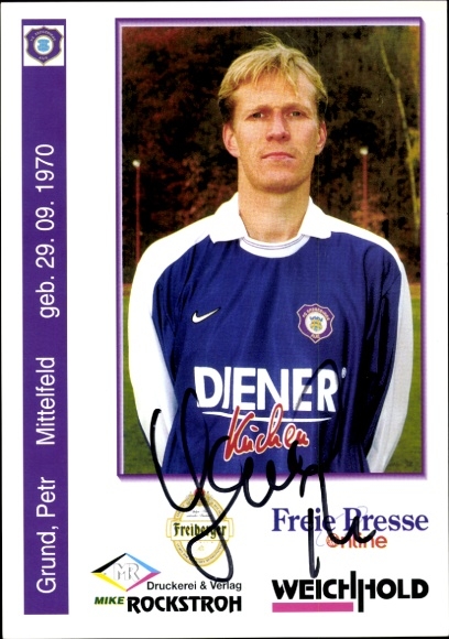 Autogrammkarte Fußballer Petr, Grund, FC Erzgebirge Aue, Autogramm