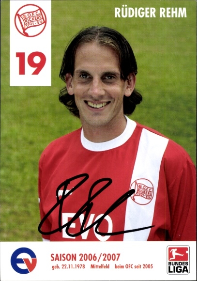 Autogrammkarte Fußballer Rüdiger Rehm, Kickers Offenbach, Autogramm