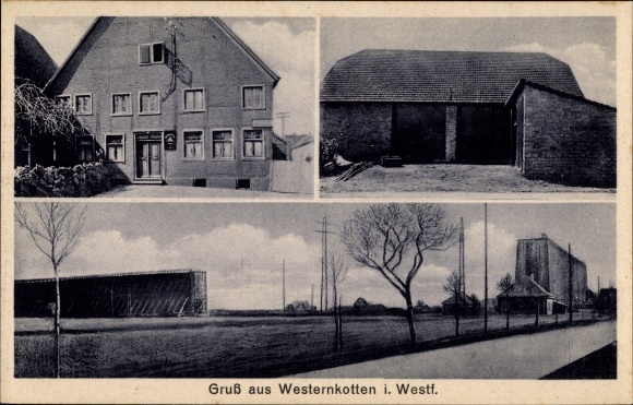 Ansichtkaart Westernkotten Westfalen, Gasthof Joseph Besting, weggedeelte