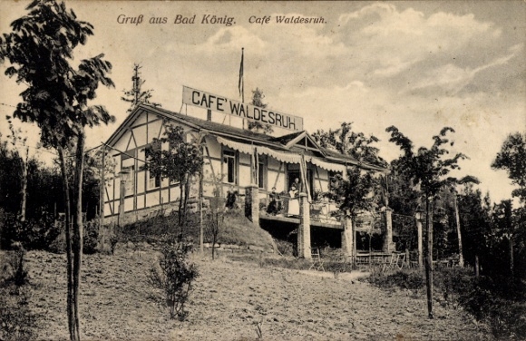 Künstler Ak Bad König im Odenwald Hessen, Café Waldesruh