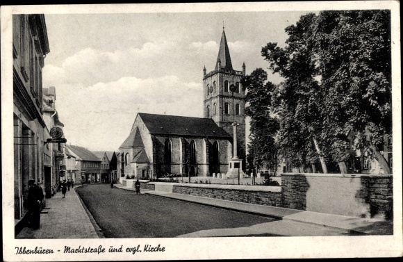 Ak Ibbenbüren in Westfalen, Marktstraße, Evangelische Kirche