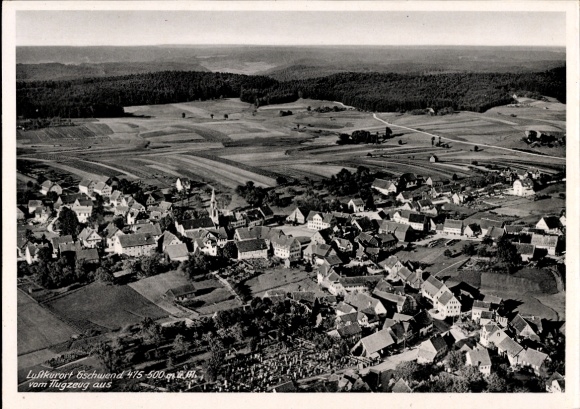 Ak Gschwend Ostalbkreis, Luftaufnahme von  ländliche Umgebung, Häuser, 1942