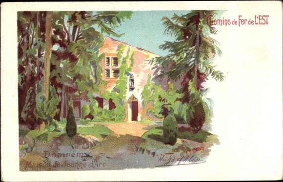 Artist Postcard d&#39;Alisi, Hugo, Domrémy la Pucelle Vosges, House of Joan of Arc, Eastern Railway