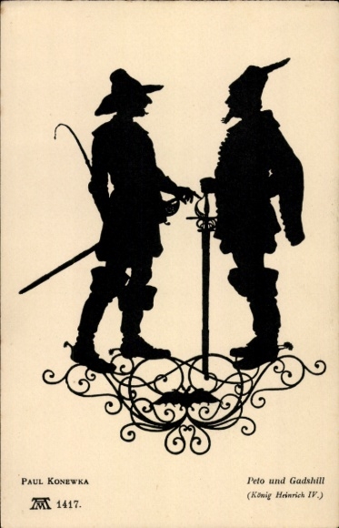 Paper cutting artist Postcard Konewka, Paul, Peto and Gadshill, King Henry IV