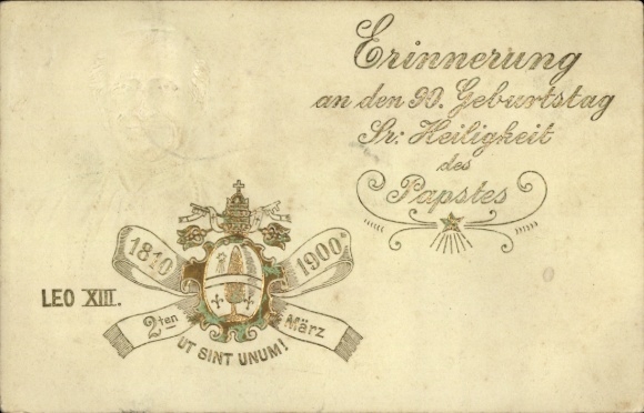 Embossed PC of Pope Leo XIII, Vincenzo Gioacchino Pecci, 90th birthday 1900