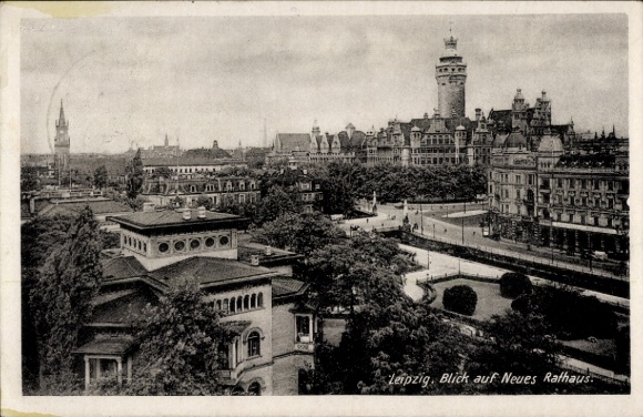 Ak Leipzig in Saksen, Panorama, Nieuw Stadhuis