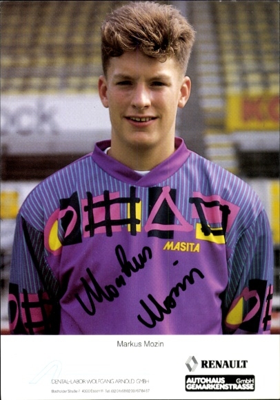 Autogrammkarte Fußballer Markus Mozin, Rot-Weiss Essen, Autogramm