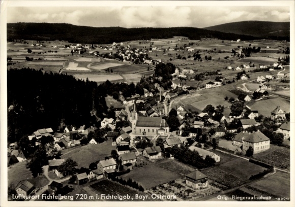 Postcard Fichtelberg in the Fichtelgebirge Upper Franconia, Fichtelsee, climatic health resort 720 m, Bavarian landscape