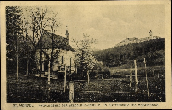Postcard Sankt Wendel in Saarland, Wendelinus Chapel, mission house
