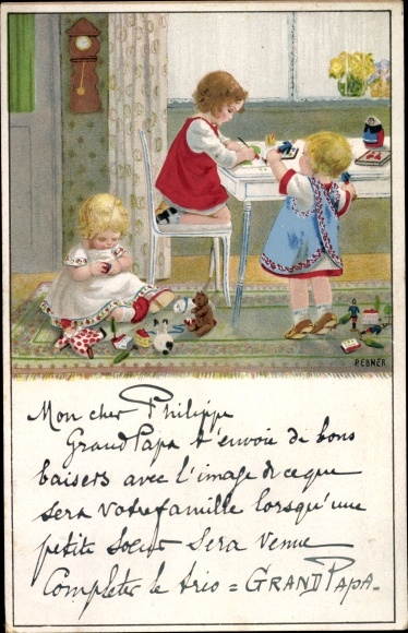 Künstler Ak Ebner, Pauli, Kinder mit Spielzeugen, Munk 878