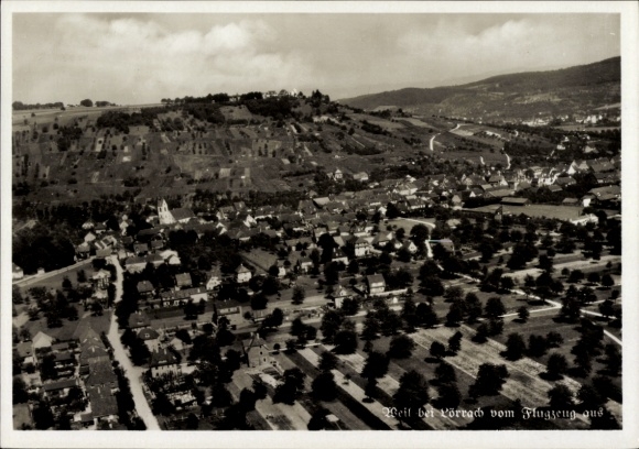 Postcard Weil am Rhein Baden, aerial photograph